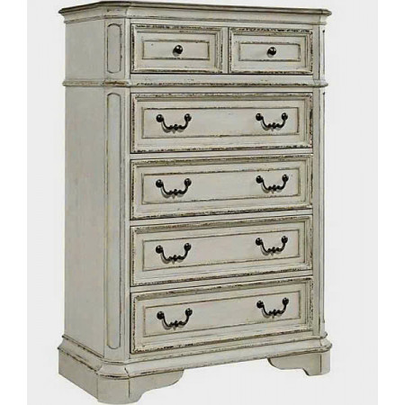 BV1809 - CH : Tủ 6 Ngăn Kéo Giả Cổ - Màu Trắng Kem 